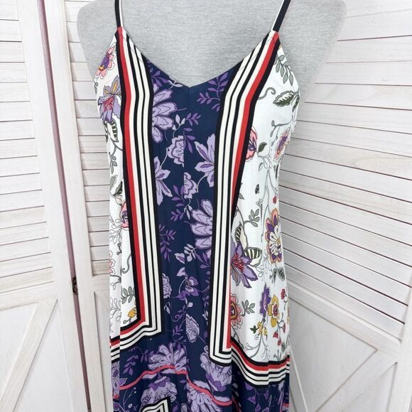 Nanette Lepore Floral Print Boho Sleeveless Maxi Slip Dress Blue Multi 4 - Picture 7 of 16